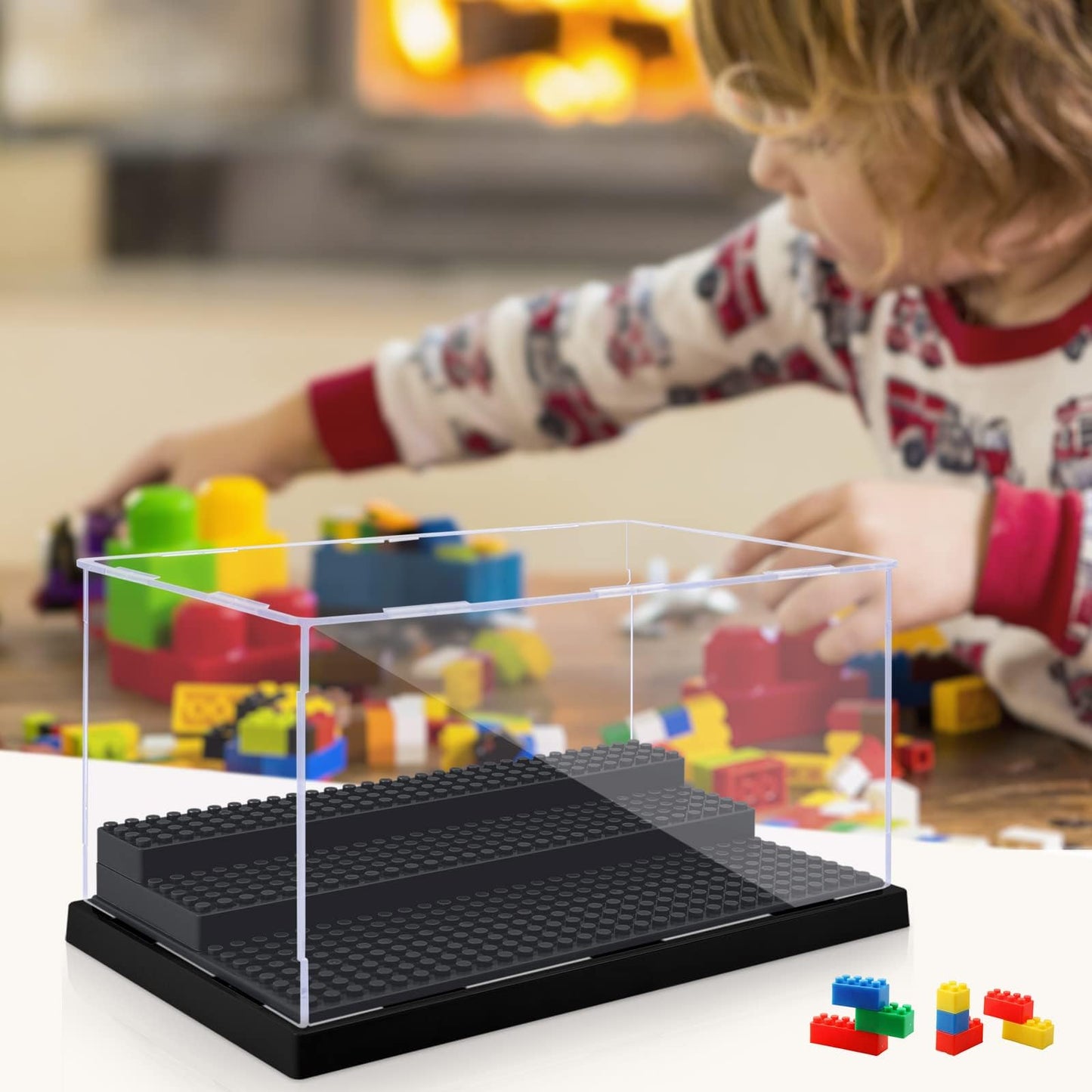 - Mlikero Minifigure Display Case | Clear Dustproof Display Storage Box with 3 Movable Steps -