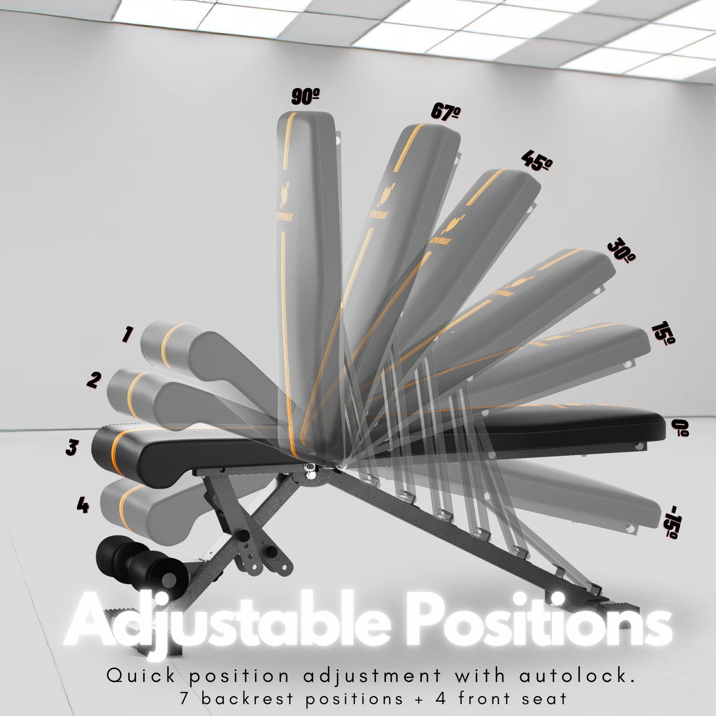 ACTIVEWEIGHT Foldable Adjustable Weight Bench | 90 Degree, Incline, Decline, Flat | Pre Assembled | Weights Set Compatible | Home Gym Benches | Full Body Workout Exercise | *EASY ASSEMBLY*