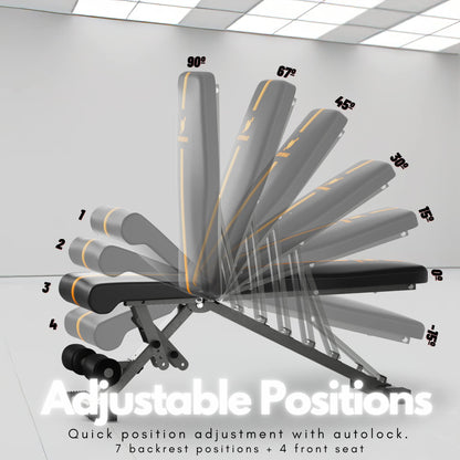 ACTIVEWEIGHT Foldable Adjustable Weight Bench | 90 Degree, Incline, Decline, Flat | Pre Assembled | Weights Set Compatible | Home Gym Benches | Full Body Workout Exercise | *EASY ASSEMBLY*