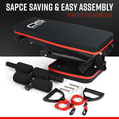 Adjustable Weight Bench - Utility Incline Decline Flat Foldable Bench Press sit up for Full Body Workout Home Exercise Gym Equipment – 7 Adjustable Positions & 2 Training Straps