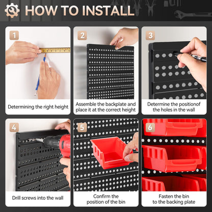 - Holdfiturn 30Pcs Wall Mounted Storage Bins | Backboard DIY Stackable Workshop Storage -