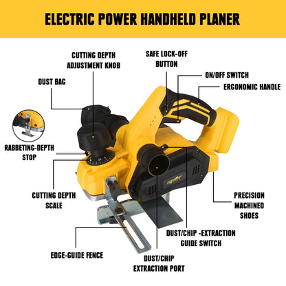 - Mellif Cordless Planer for Dewalt 18V Battery | 16000Rpm Brushless Electric Planer | Bare Tool -