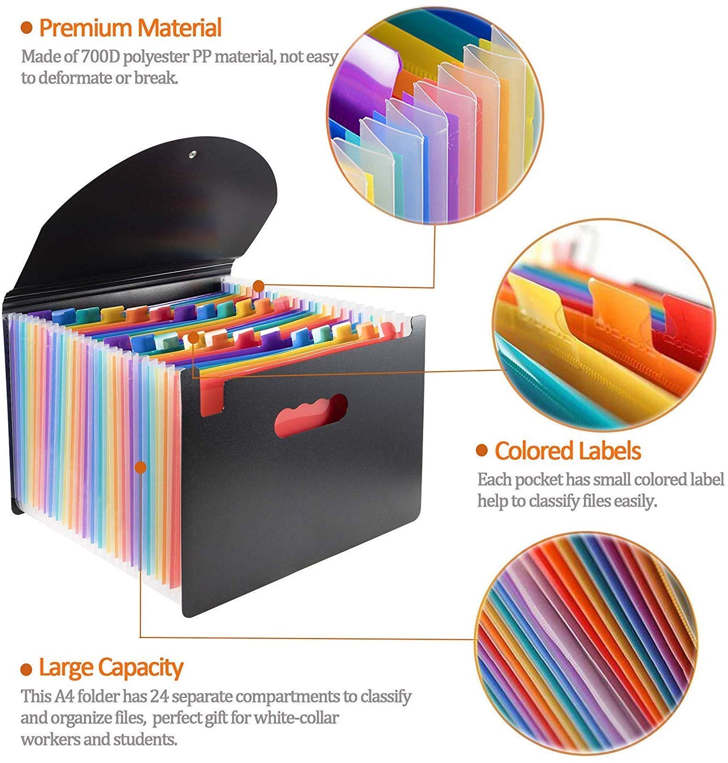 - File Organisers | Supmaker 24 Pockets Expanding File Folder | A4 Size Accordion Folder Expandable File Organiser with Lid | Rainbow Document Organiser for Filing Folders and Storage Files -