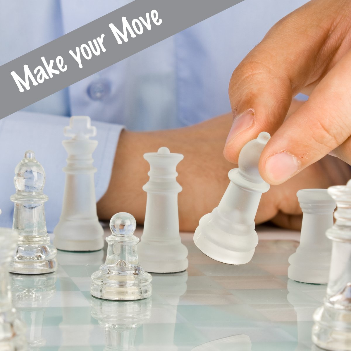 - Gamie Glass Chess Set | Elegant Design | Durable Build | Fully Functional | 32 Frosted and Clear Pieces -