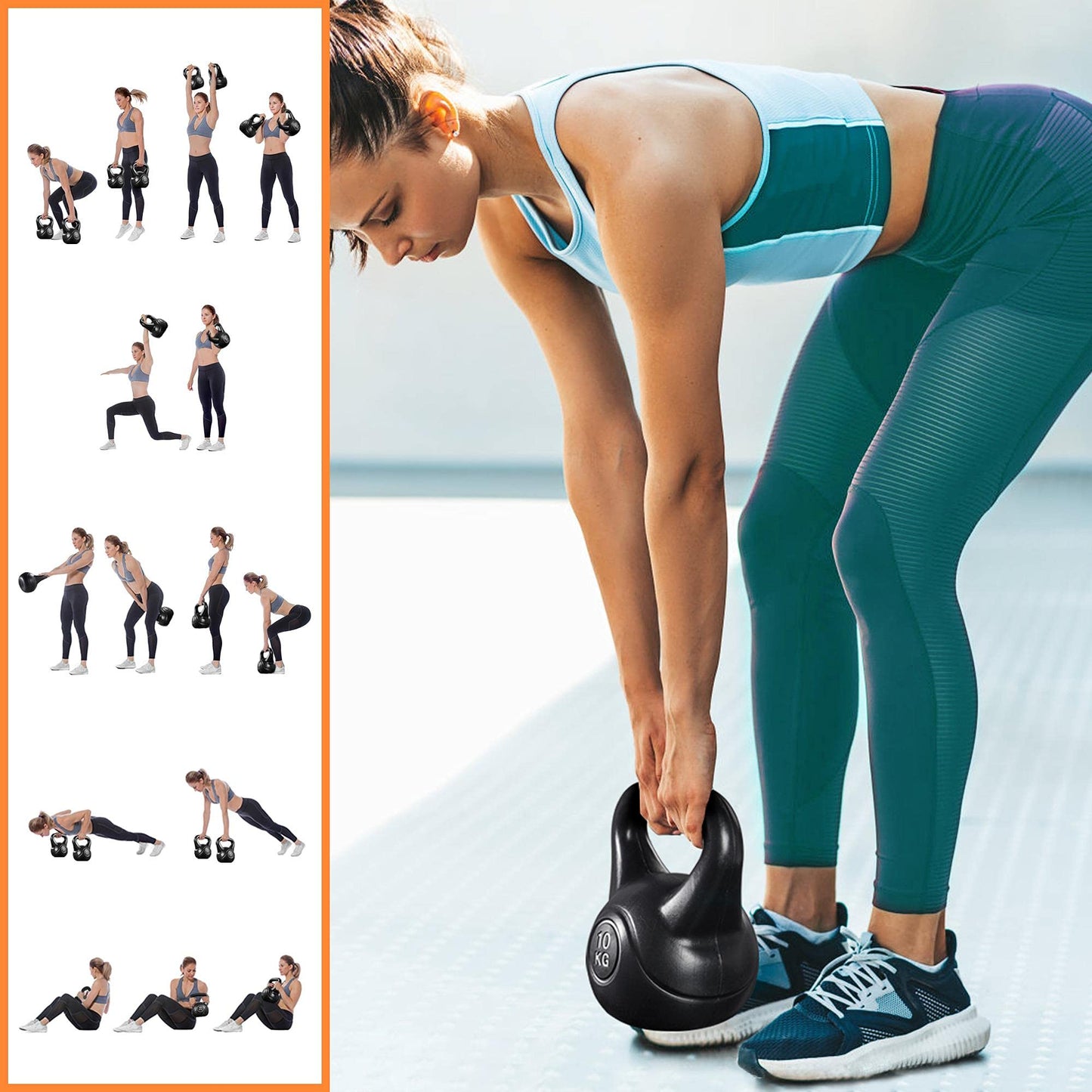 - Yaheetech 10KG Coated KettleBell for Strength and Weight Training, Home Gym, Black.