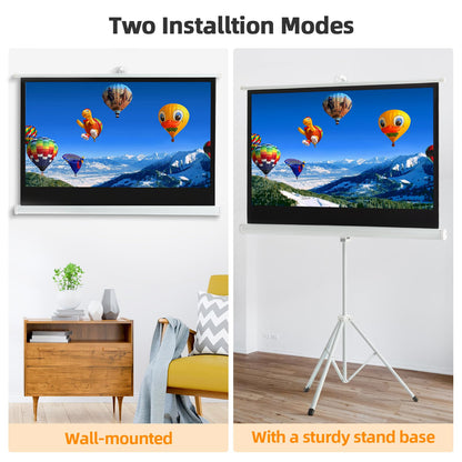 - FIDOOVIVIA Projector Screen and Stand | 16:9 4K HD Projector Screen | Portable Projector Screen 1:1 Format for Home Cinema Theater Presentation Education Outdoor Indoor Public Display | Size:172x89cm -