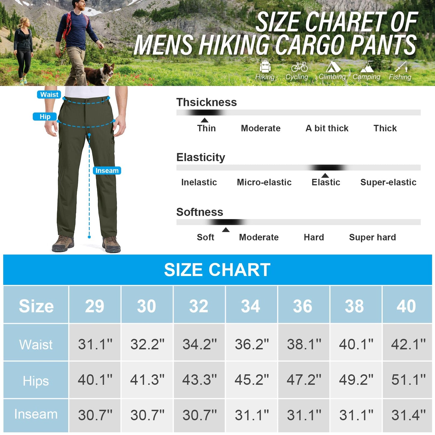 - Winebox Walking Hiking Trousers Mens Quick Dry & Lightweight