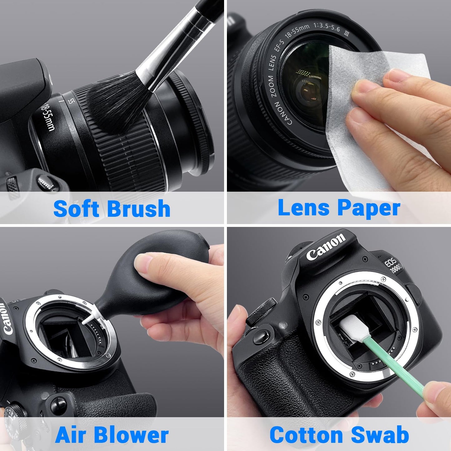 Aispour Updated Camera and Photo Professional Cleaning Kit，10-in-1 Camera Cleaning Kit Included Sensor Cleaning Brush and Camera Lens Cleaning Solution, VR Cleaning kit