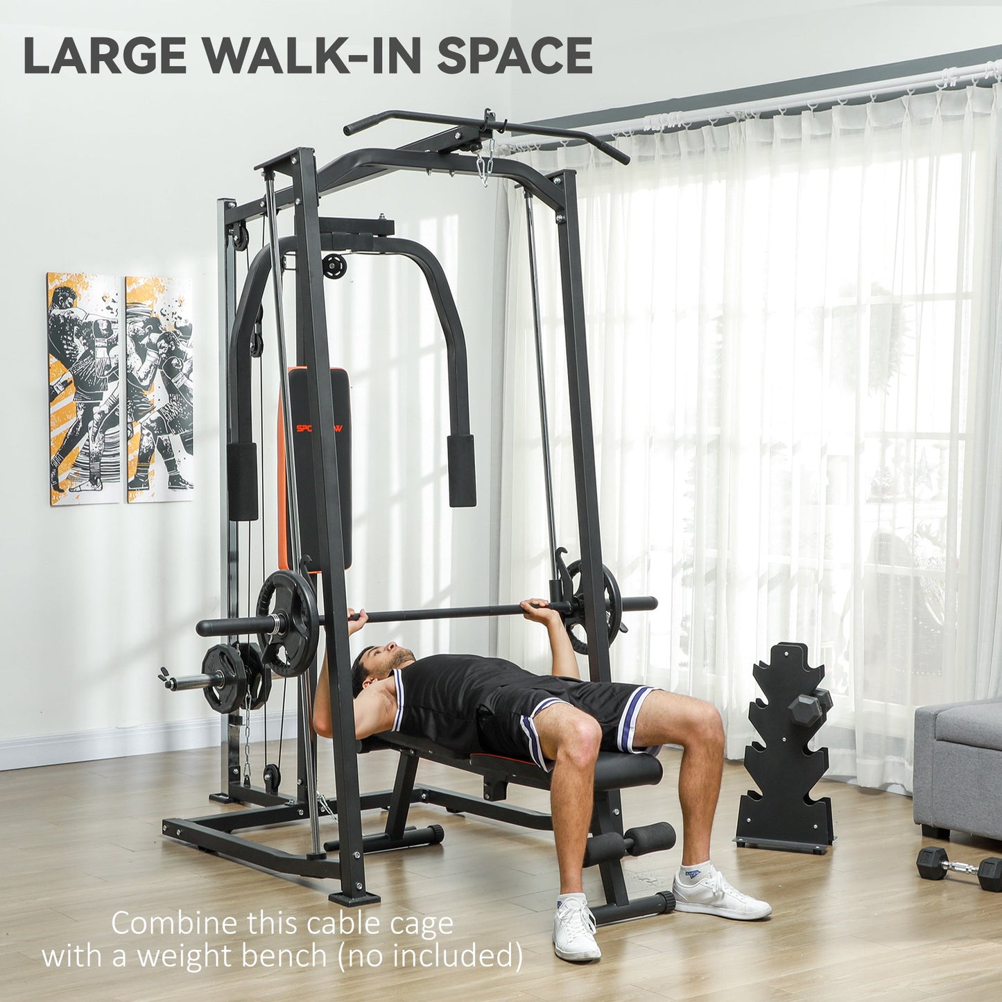 SPORTNOW Multi-Gym Smith Machine Power Cage for Home Gym Weight Lifting