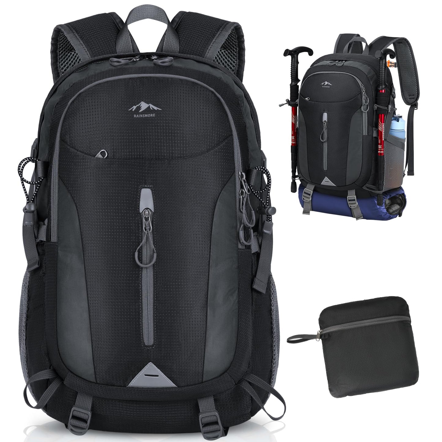 - RAINSMORE Hiking Backpack | 40L Lightweight Foldable Rucksack -
