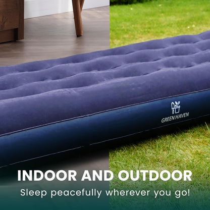 - Green Haven Single Blow Up Camping bed | Waterproof Single Airbed Inflatable Mattress | Single Air Beds for Adults & Kids -