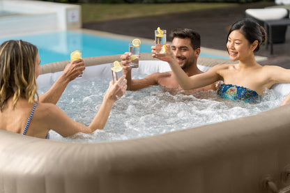 - Lay-Z-Spa Palma Luxury Hot Tub | 8 HydroJet Pro Massage System | Inflatable Spa | LED Lights | Built-In Seats | Foot Massager | Freeze Shield Technology | 5-7 Person -