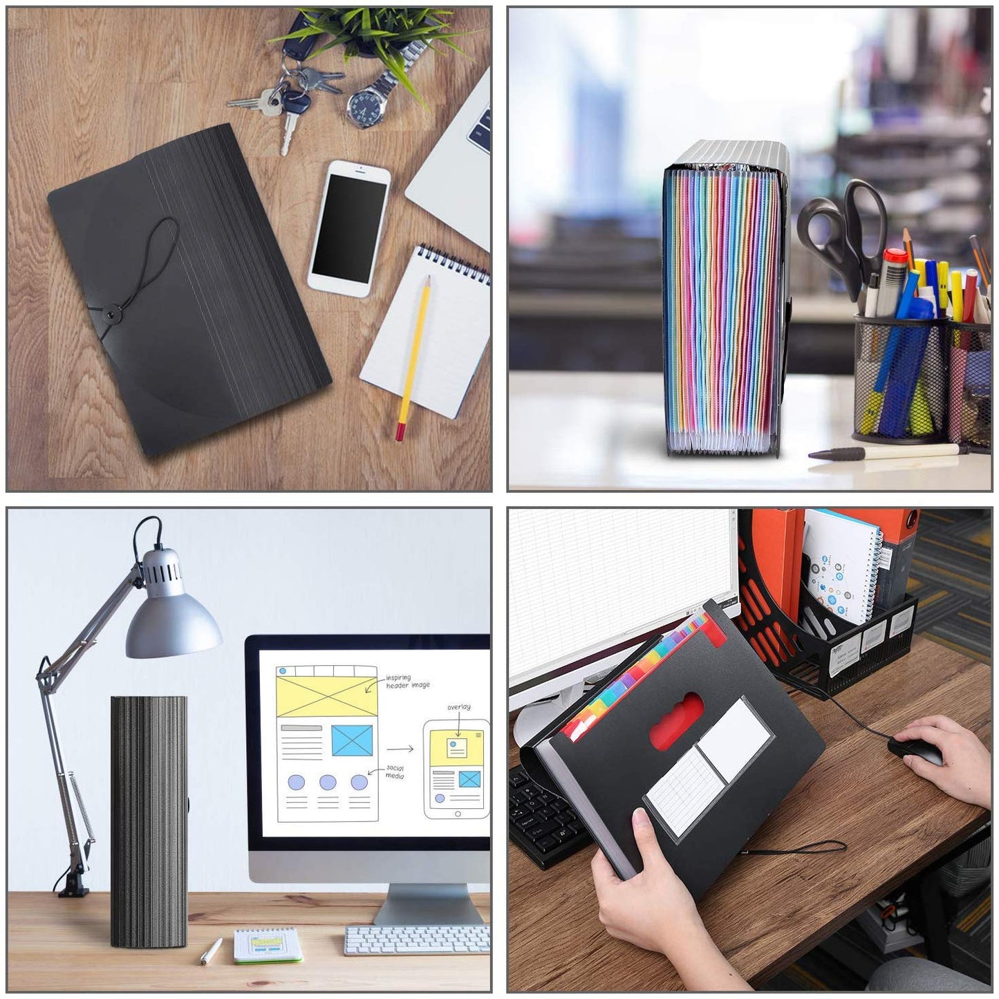 - File Organisers | Supmaker 24 Pockets Expanding File Folder | A4 Size Accordion Folder Expandable File Organiser with Lid | Rainbow Document Organiser for Filing Folders and Storage Files -