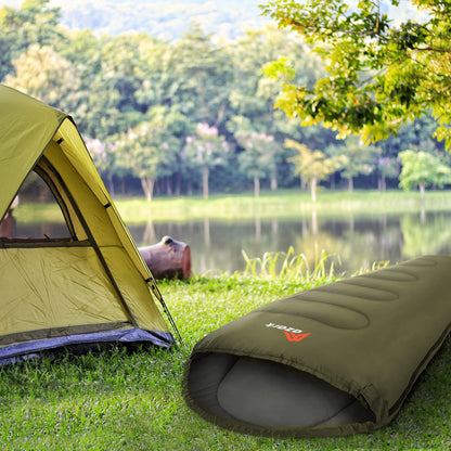 azark Premium Single Sleeping Bag, 350GSM, Lightweight and Waterproof, 4 Seasons of Camping, Hiking and Outdoors, Sleeping bag for Adults & Kids (Green)