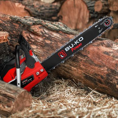 BU-KO 65cc Petrol Chainsaw 3.89HP 20" Bar with 2 Chains and 16" Bar with 2 Chains - Cover Bag and Full Safety Gear…
