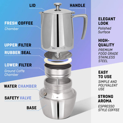 -  VeoHome Stovetop Espresso Coffee Maker -