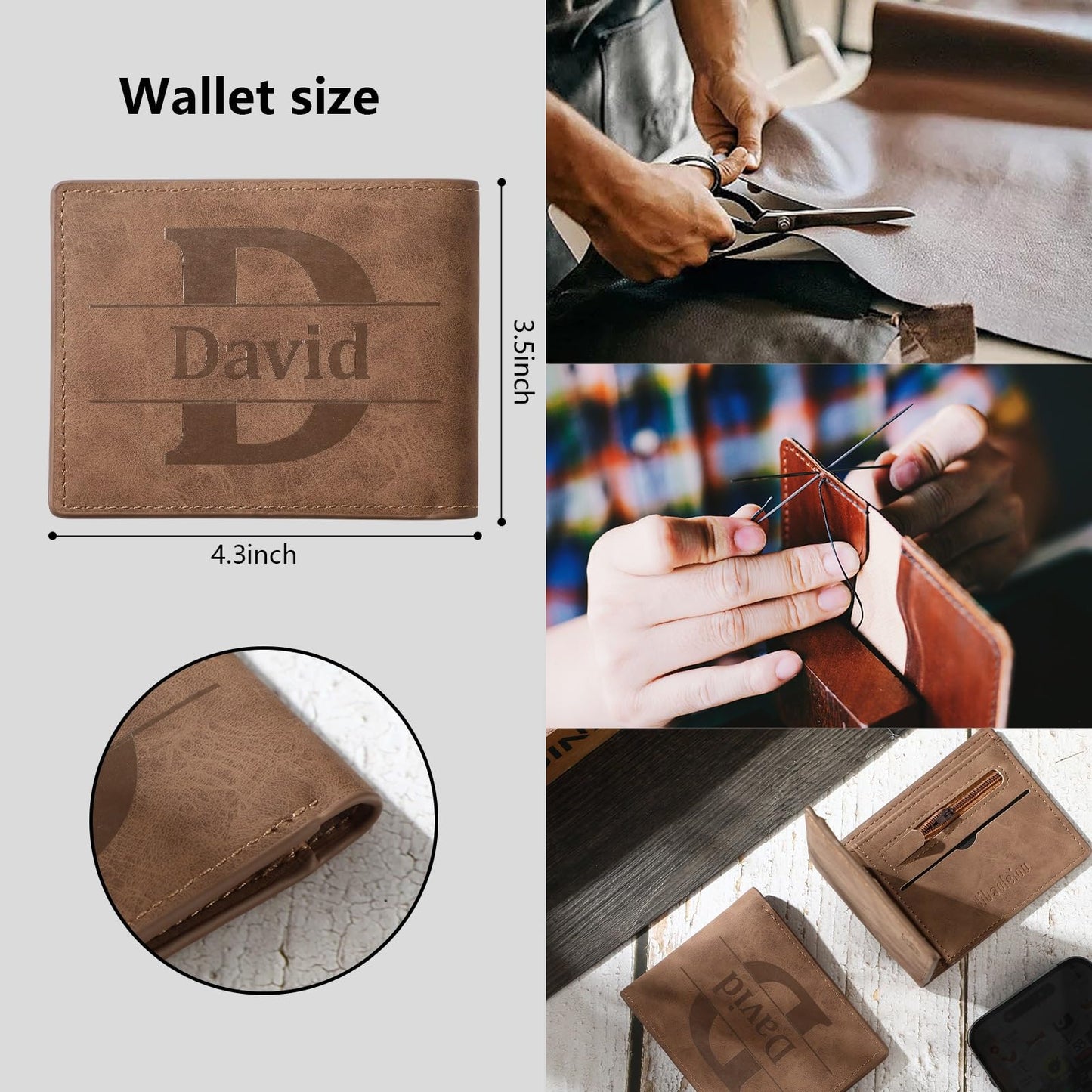- Dihope Personalised Wallets for Men Letter Name -