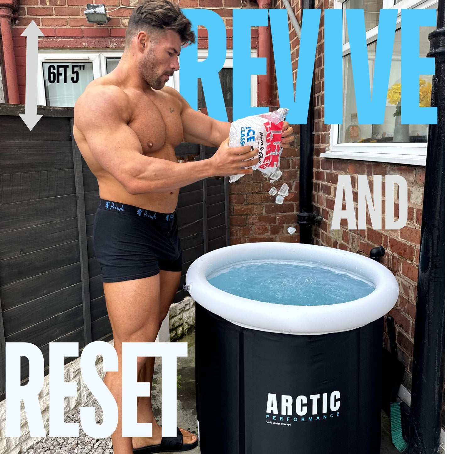 Arctic Performance® Ice Bath Tub for Recovery - XL Cold Water Therapy Tub for Athletes and Cold Plunge - 5 Layers Portable Outdoor Ice Bath Plunge Pool - Black 360L