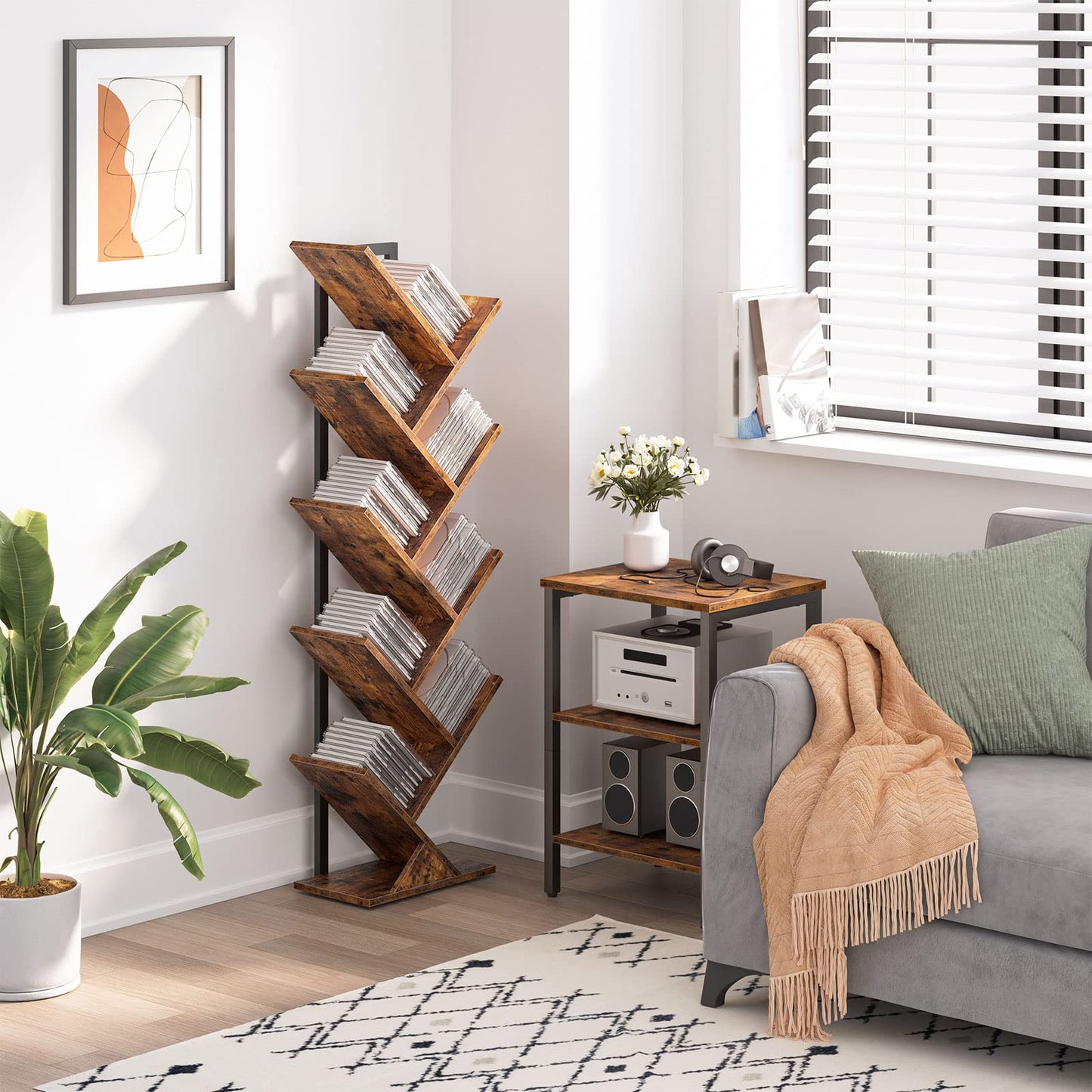 - HOOBRO Tree Bookshelf Tall, 9-Tier Floor Standing Book Shelf -