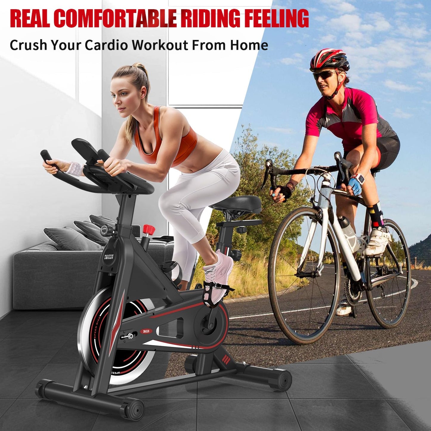 - DMASUN Indoor Exercise Bikes | Plus Magnetic Resistance Stationary Bike | Spinning Bike For Home Training Cardio Workout -