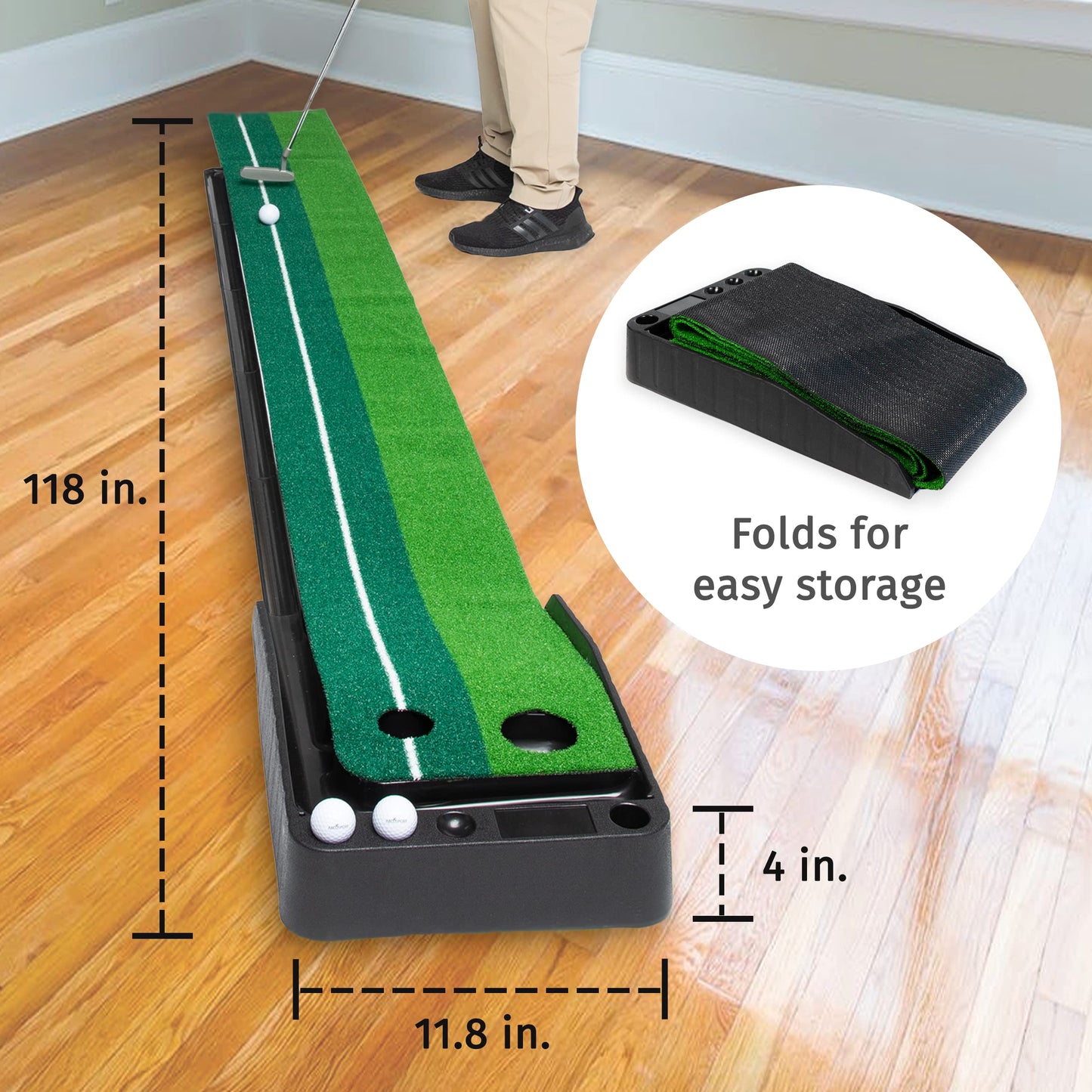 AbcoTech Indoor Golf Putting Mat - Perfect Golf Gifts for Men, Golf Accessories and Indoor Putting Green, Golf Putting Mats for Indoor Golf Experience with 3 Bonus Golf Balls