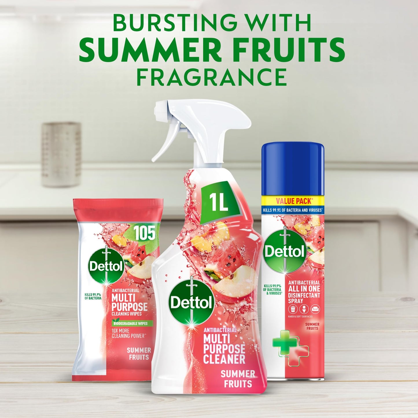 Dettol Antibacterial Cleaning Wipes Summer Fruits 105s