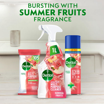 Dettol Antibacterial Cleaning Wipes Summer Fruits 105s