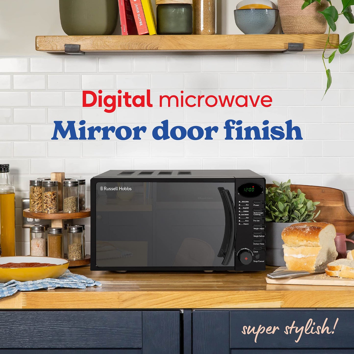 - Russell Hobbs| 17 Litre | 700 W | Black Digital Solo Microwave | 5 Power Levels -