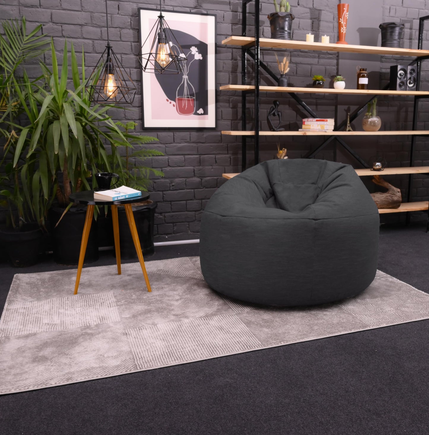 - Loft 25 Round Bean Bag Chair | Indoor Living Room Adult Gaming Beanbag | Lightweight Soft Touch Relaxing Sofa Seat -