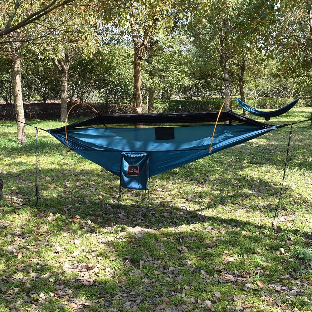 AnorTrek Professional Camping Hammock with Mosquito Net, Lightweight Portable Double Hammock with Two 10 FT Hammock Tree Straps, 230T Nylon Hammock for Camping Hiking Garden Backpacking (Green)