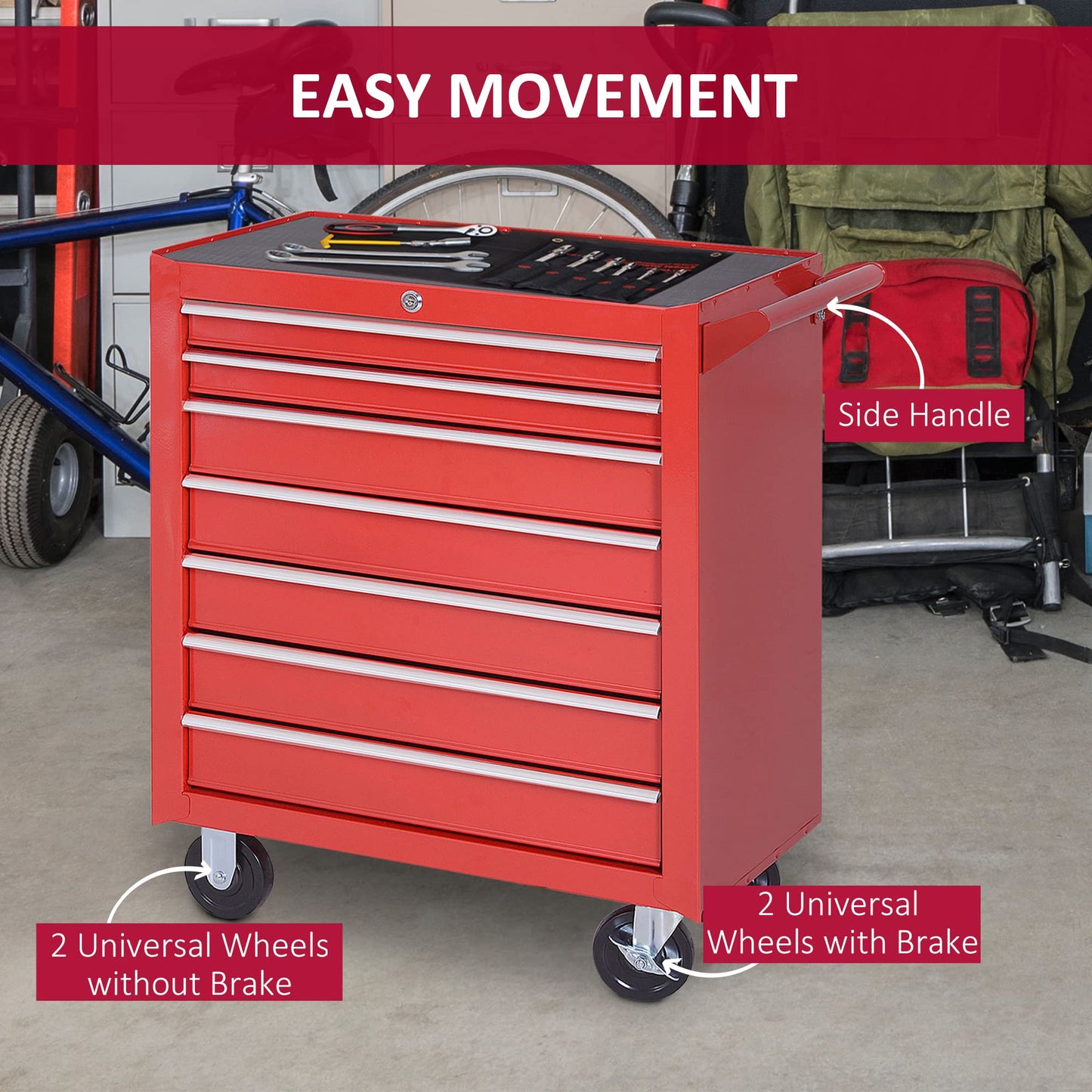 - DURHAND Roller Tool Cabinet Storage Chest Box | 7 Drawers | Roll Wheels | Garage Workshop -