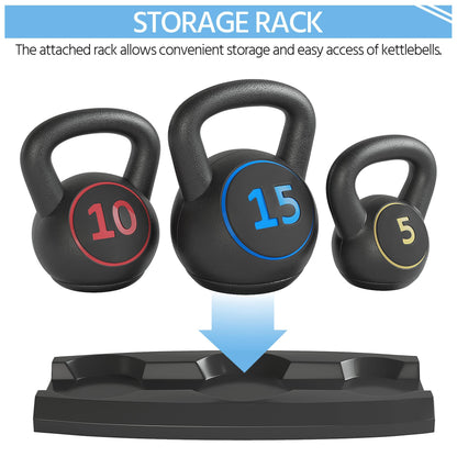 - Yaheetech Kettlebell Weight Set 3pcs (2.2kg,4.5kg,6.8kg) Black