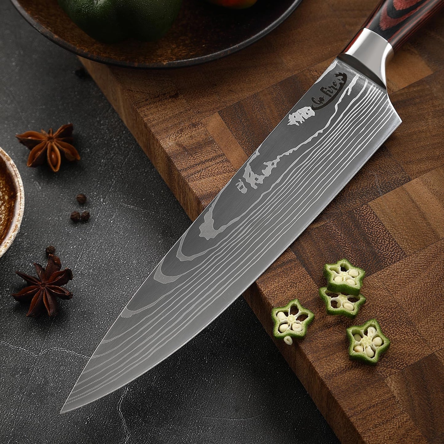 - GoFire Chef Knife 8 Inch Ultra Sharp Chefs Knife | Blade High Carbon Stainless Steel Kitchen Knife -