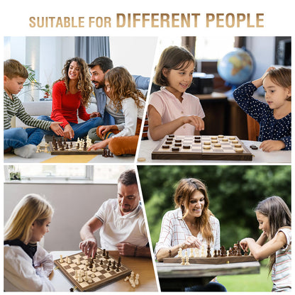 - Peradix Chess Set and Draughts Board Games | 2 in 1 Set | 39x39cm Magnetic Foldable Walnut Wooden Chess Board -