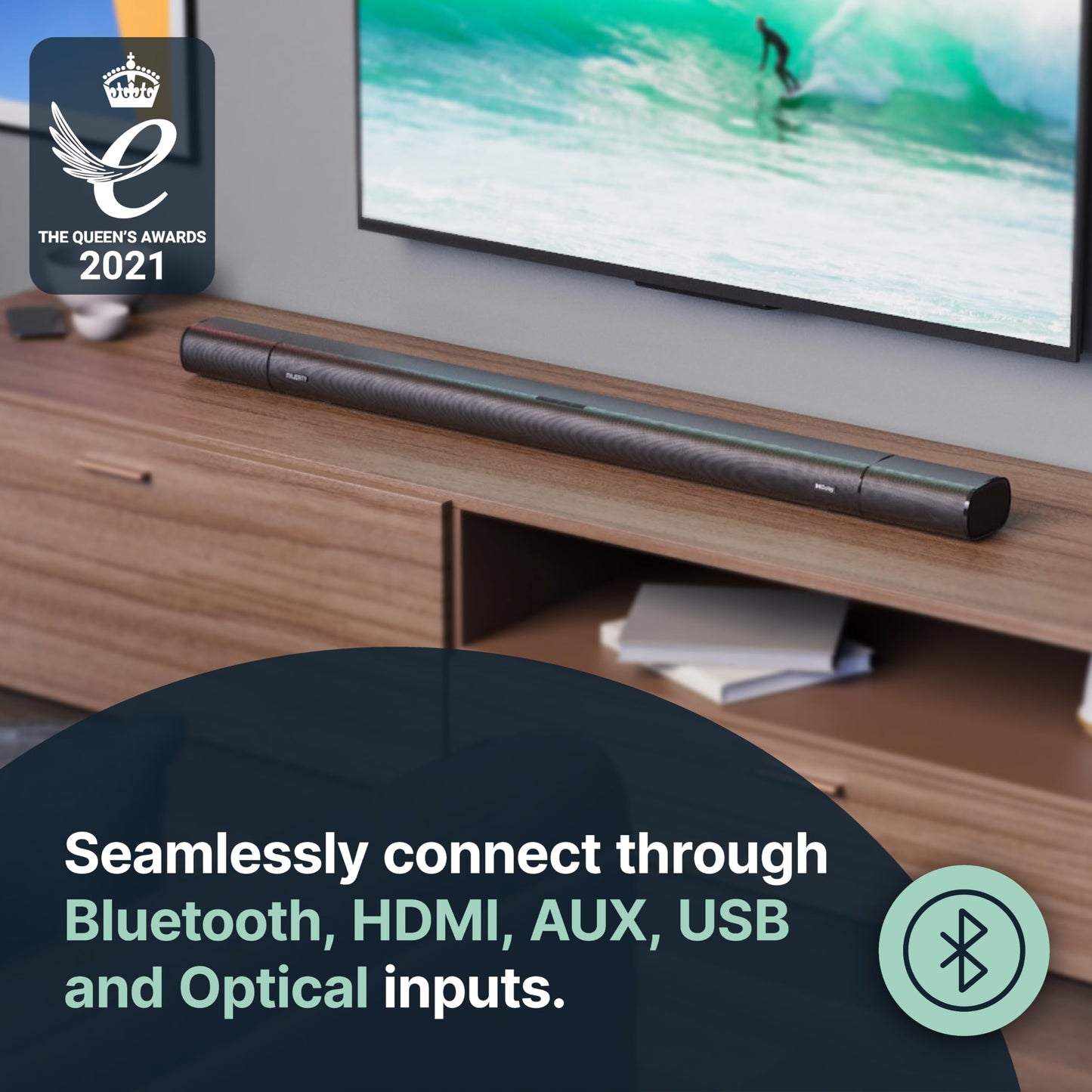 - MAJORITY Everest | Bluetooth 5.1 Surround Sound System | 3D Dolby Audio Soundbar -