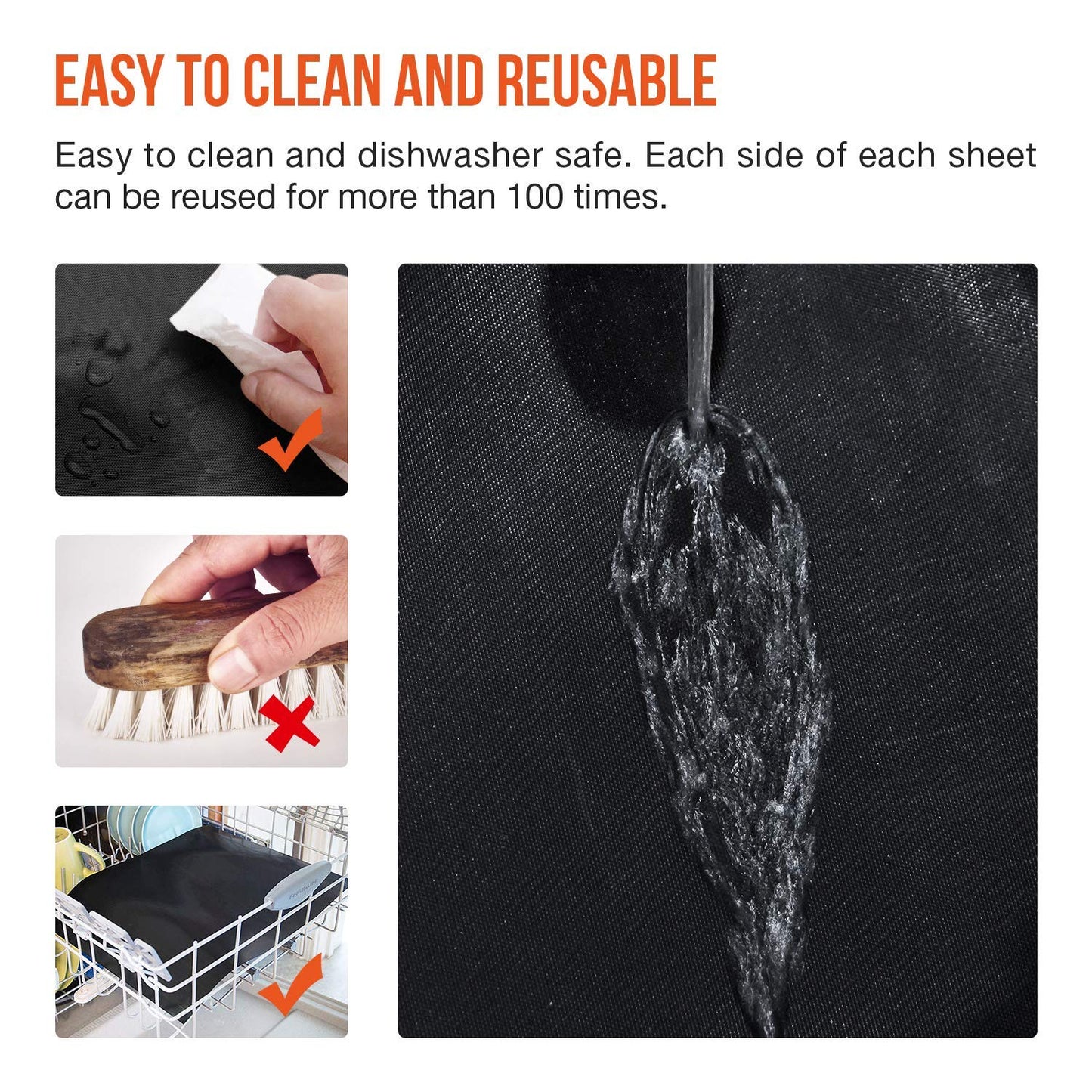 Ankier BBQ Grill Mat, Set of 8 Non Stick BBQ Baking Mats Reusable for Charcoal, Gas or Electric Grill - Easy to Clean, Heat Resistant Barbecue Sheets [Black]