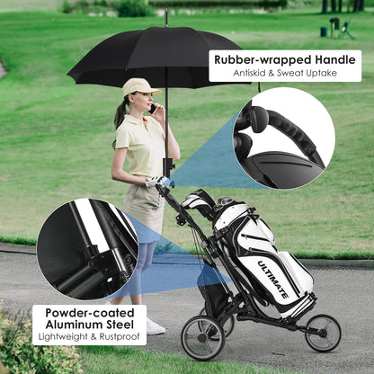 - GYMAX 3 Wheels Golf Push Pull Cart | Lightweight Height Adjustable Golf Trolley -