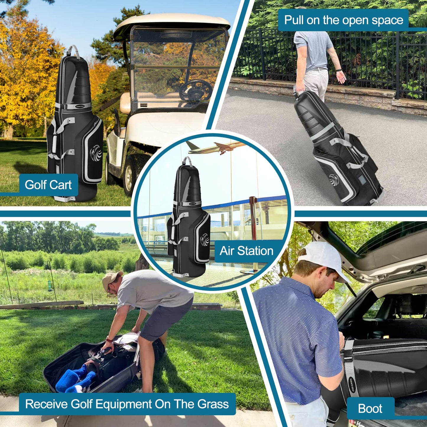 - Yamato Golf Travel Bag, Hard Shell With Wheels