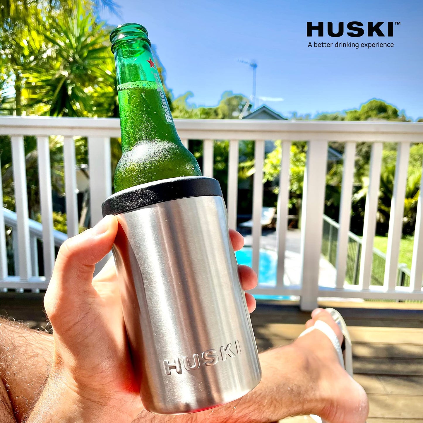 - Huski Beer Cooler 2.0 | New | Premium Can and Bottle Holder | Triple Insulated Marine Grade -