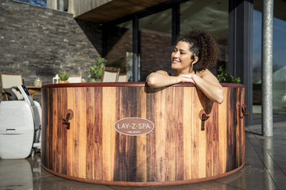 - Lay-Z-Spa 60025 Helsinki Hot Tub | 180 AirJet Wood Effect | Inflatable Spa | Freeze Shield Technology | Rapid Heating | 5-7 Person -