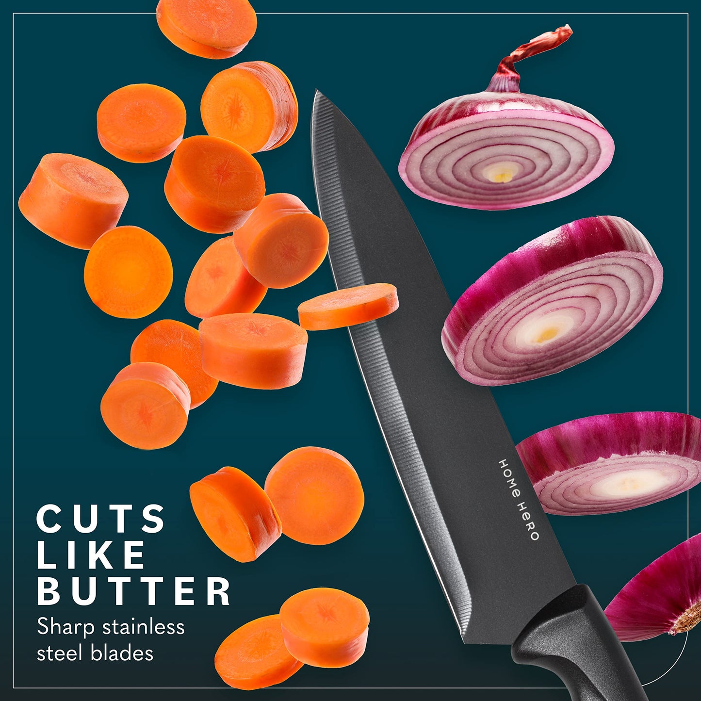 - Home Hero Ultra-Sharp Stainless Steel Kitchen Knife Set - Chef Knives Set (7 pcs Set -