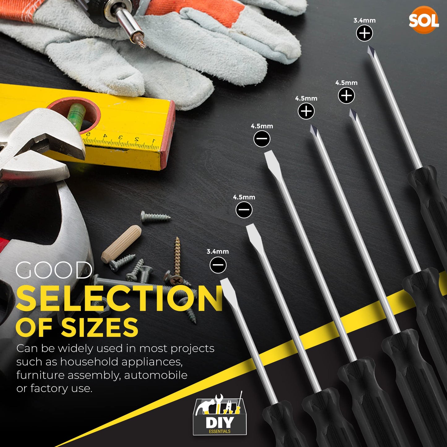 6pk Phillips Screwdriver Set | 3.4mm, 4.5mm Non-Slip Grip Screwdrivers, Electrical Screwdriver Sets, Electricians Screwdriver Set Electrician Tools, Philips Screwdriver, Screw Driver Set