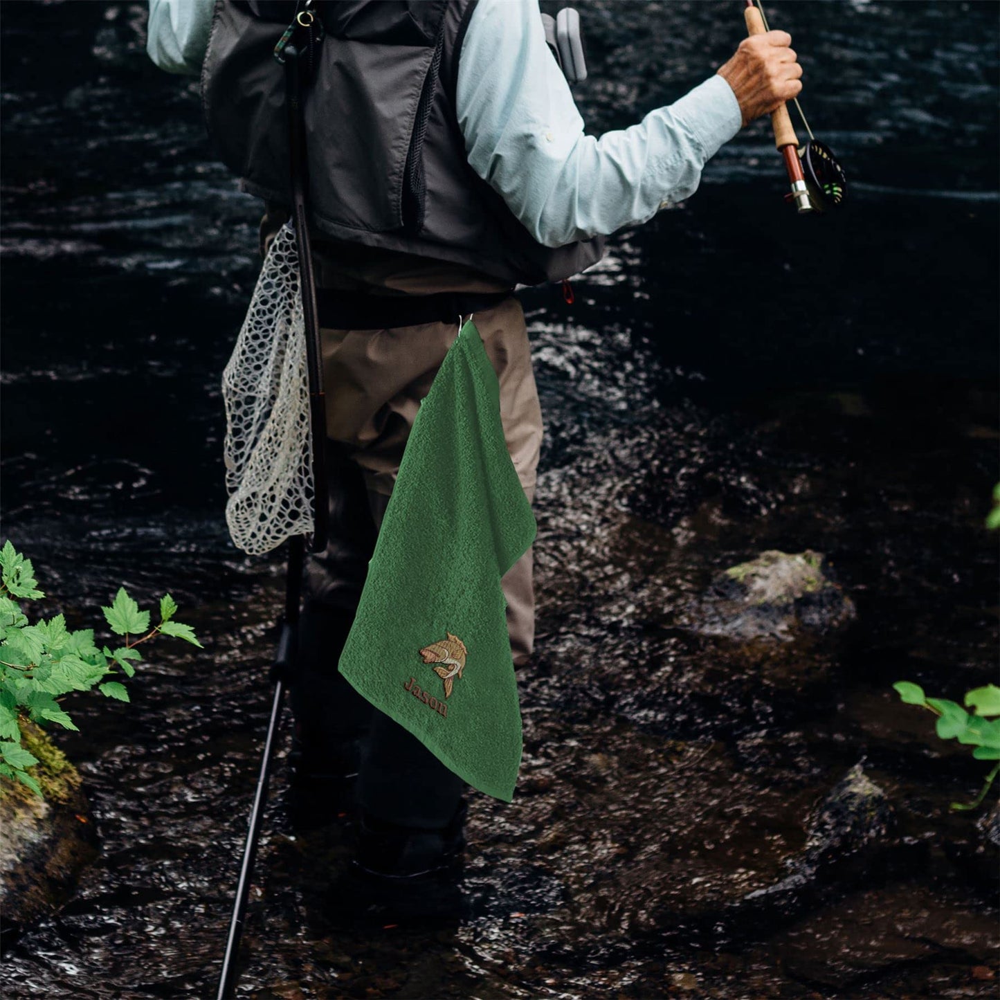 - Fishing Gifts for Men | Personalised Fishing Towel Accessories Gear | Luxury Embroidered 100% Cotton and Microfibre Towels -