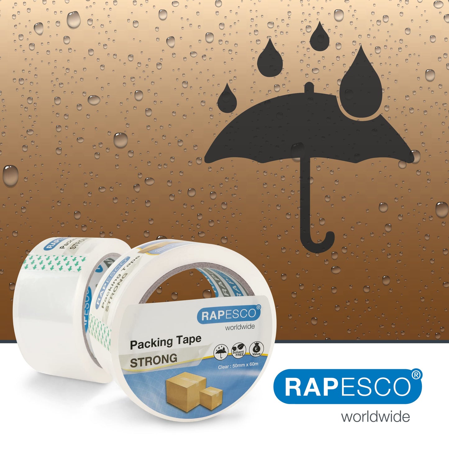 - Rapesco 1697 Strong Packing Tape | 50mm x 60m | Clear | Pack of 2 -