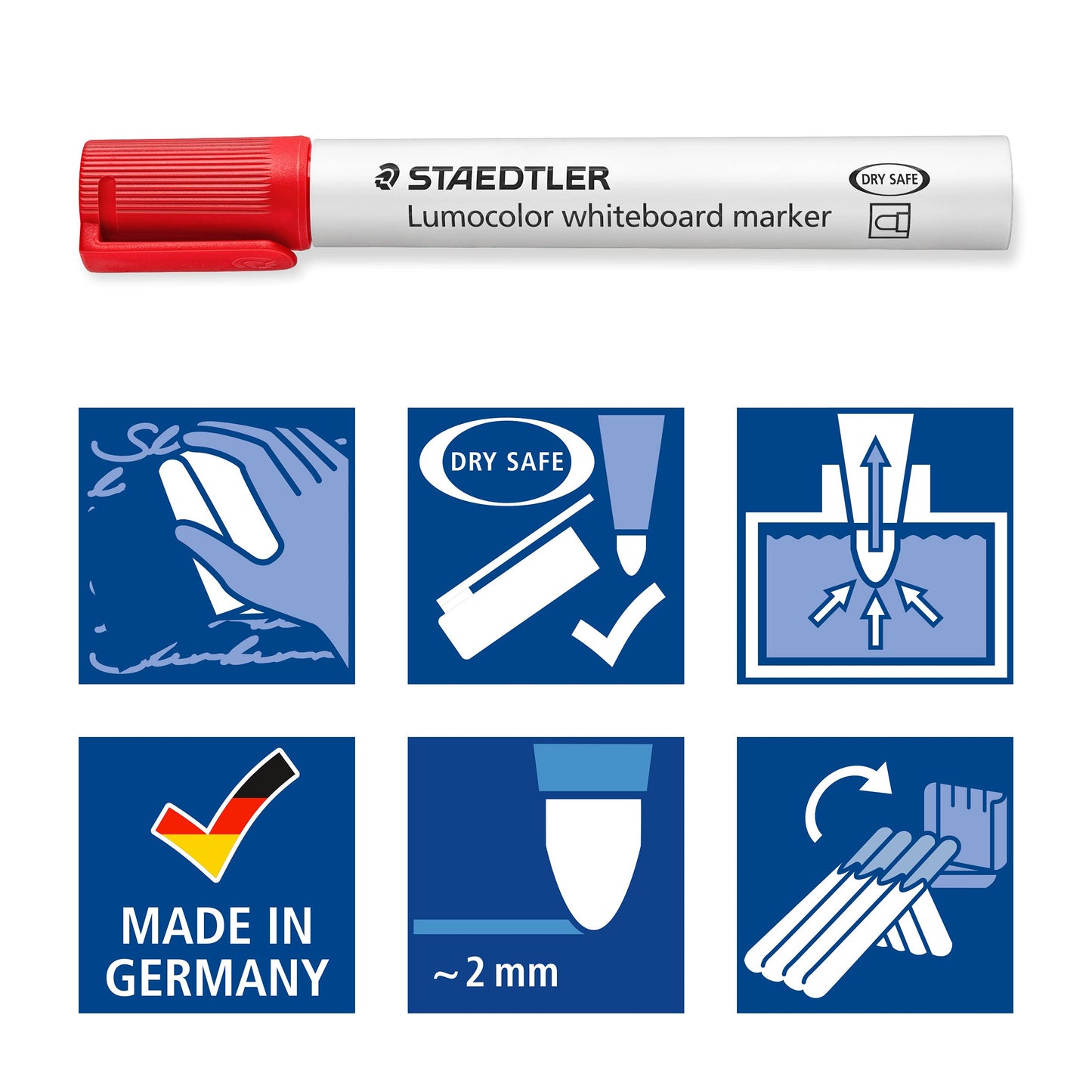 - STAEDTLER 351 WP6 Lumocolor Whiteboard Marker Bullet Tip | Assorted Colours (Pack of 6) -