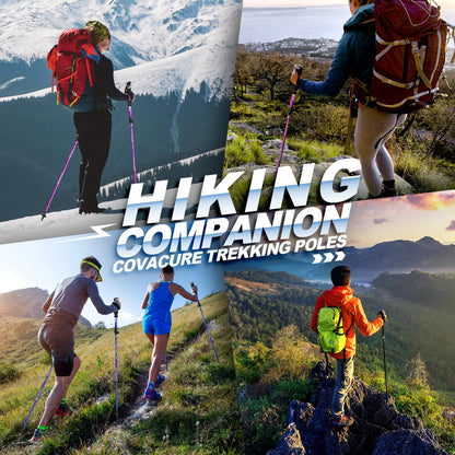 COVACURE Walking Poles - 2 Pack Lightweight Collapsible Walking Sticks for Hiking, Camping & Backpacking- 7075 Aluminum Foam Grip & Padded Strap (Up to 110-130cm)