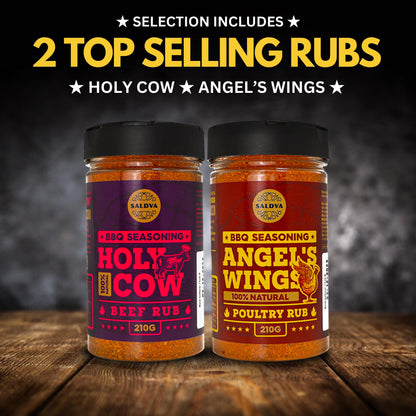 Classic Selection of Premium BBQ Seasonings - Holy Cow, Angel’s Wings, Smoky Pig, Ultimate Rub BBQ Rubs | Pack of 4 | 100% Natural | Great Foodie Gift