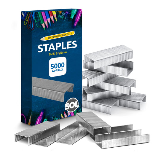 5000pk Staples 26/6 Standard Fit | 26/6mm Staples for Desktop Staplers and Pliers | 26/6 Staples 26/6mm | Office and School Stationary Supplies 26/6 Staples 5000 | 26/6mm Staple
