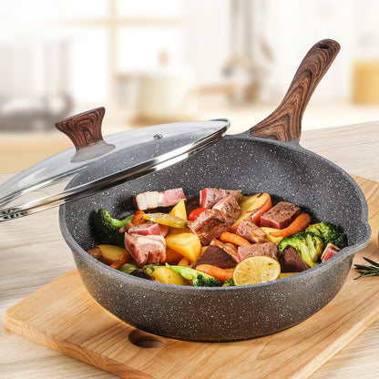 - SENSARTE Nonstick Deep Frying Pan Skillet | 26 cm/4 Litre Frying Pan with Lid -