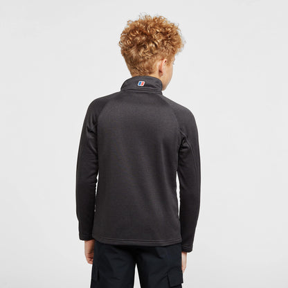 Berghaus Grid Kids' Fleece Top with Half-zip Fastening, Kids' Midlayer Fleece, Kids' Hiking & Outdoor Recreation (7-8 Years, Black)